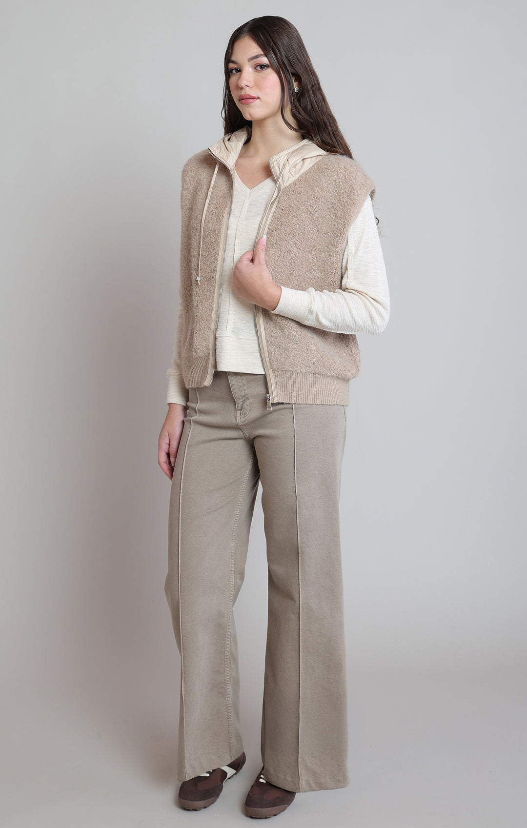 Dex Faux Hooded Bouclé Vest