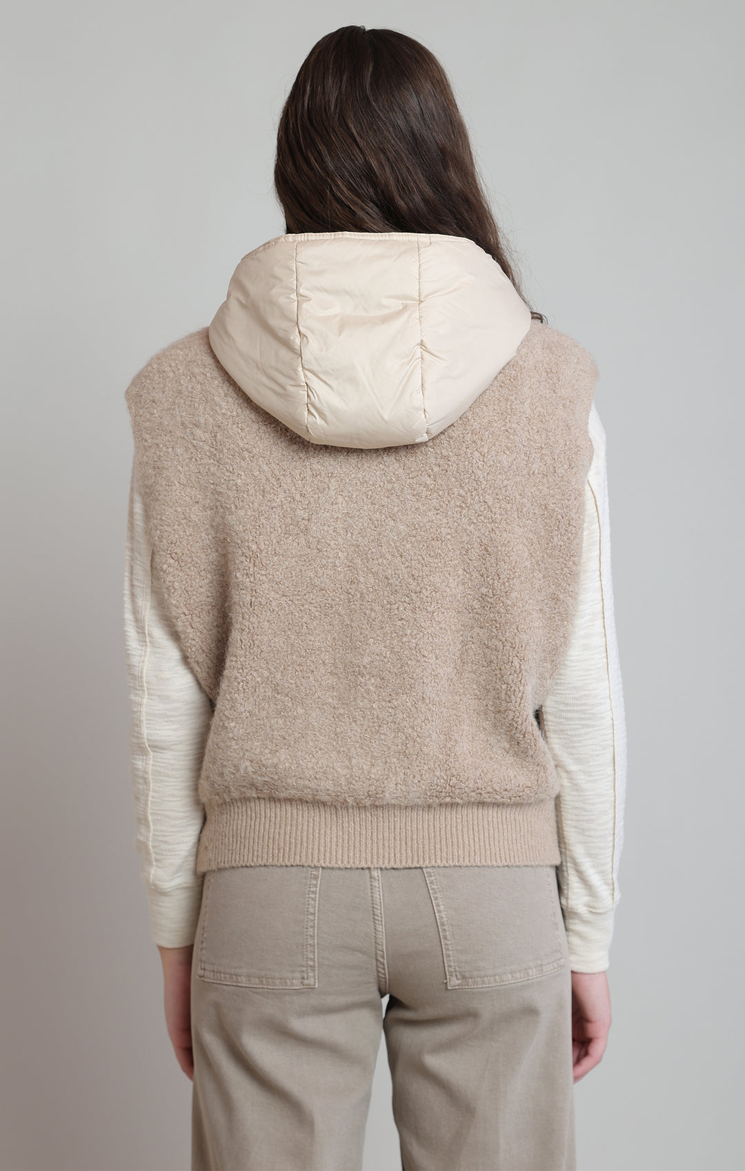 Dex Faux Hooded Bouclé Vest