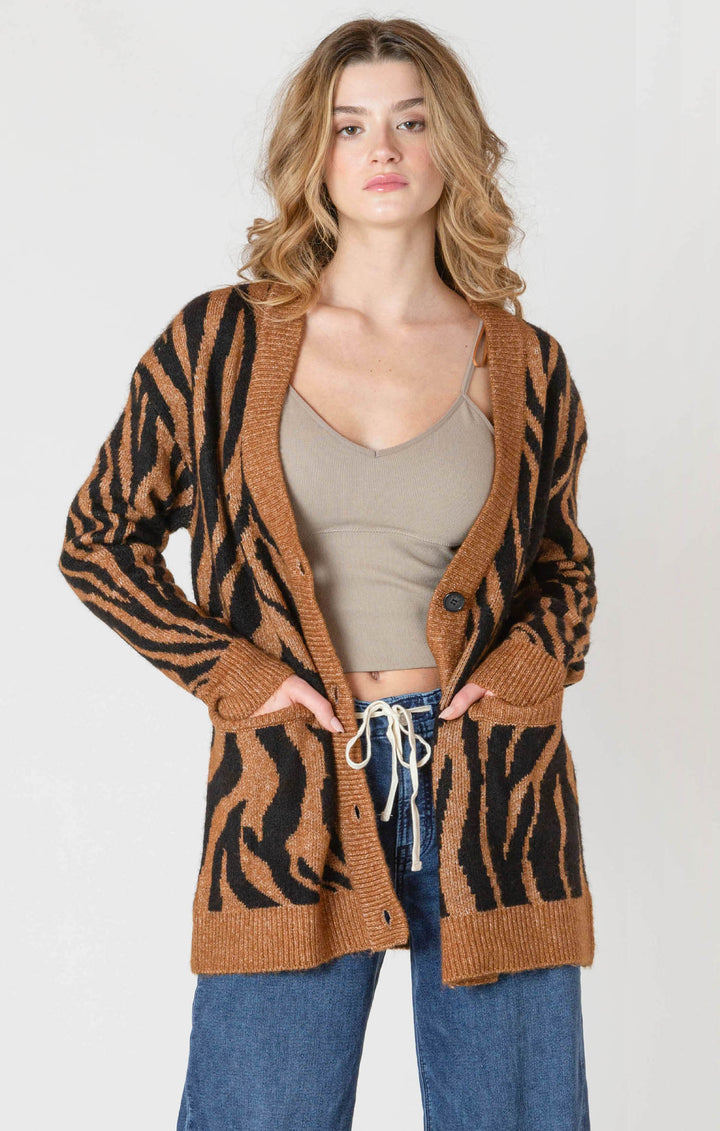 Room 34 Button Front Patterned Cardigan
