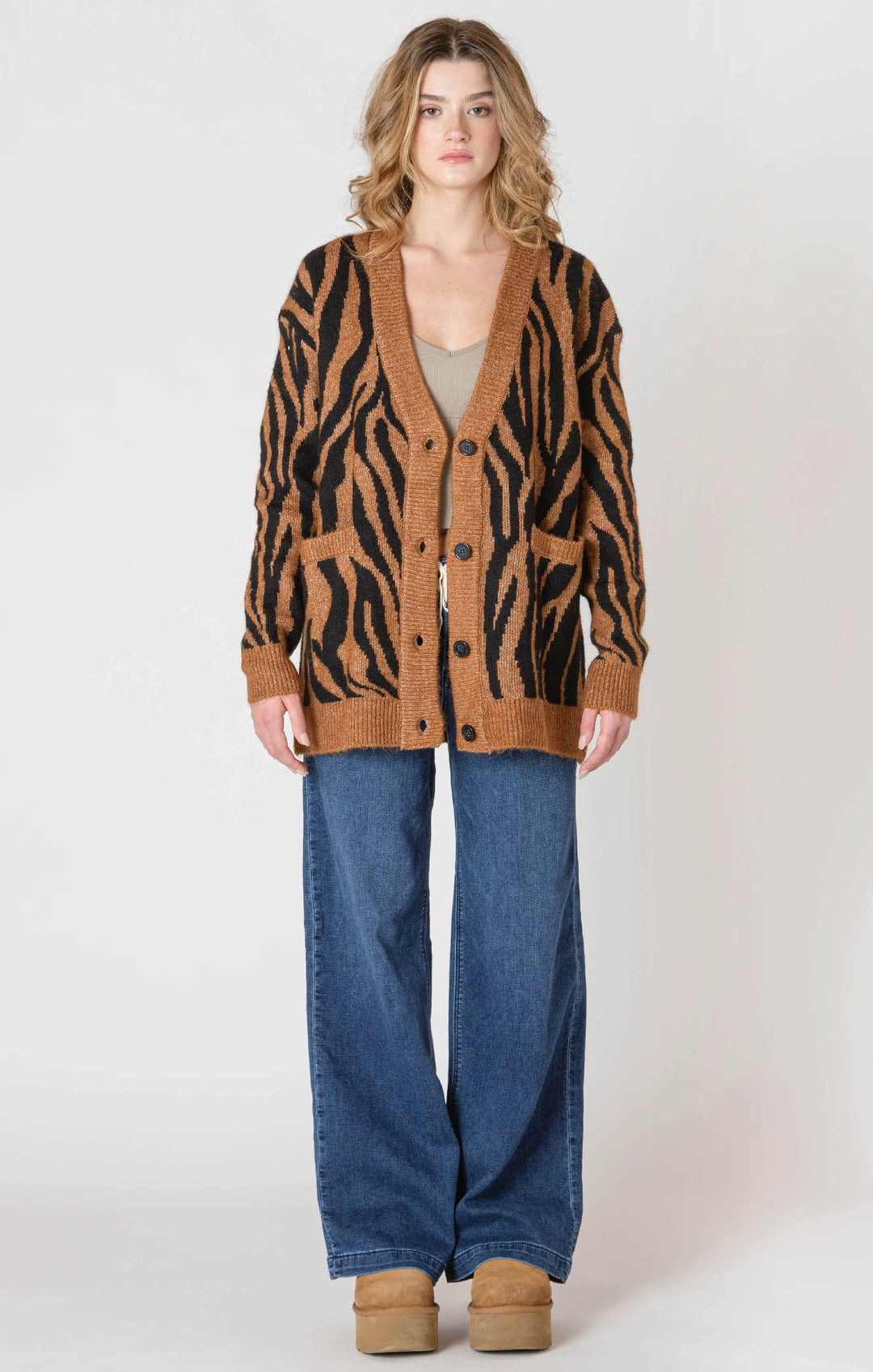 Room 34 Button Front Patterned Cardigan
