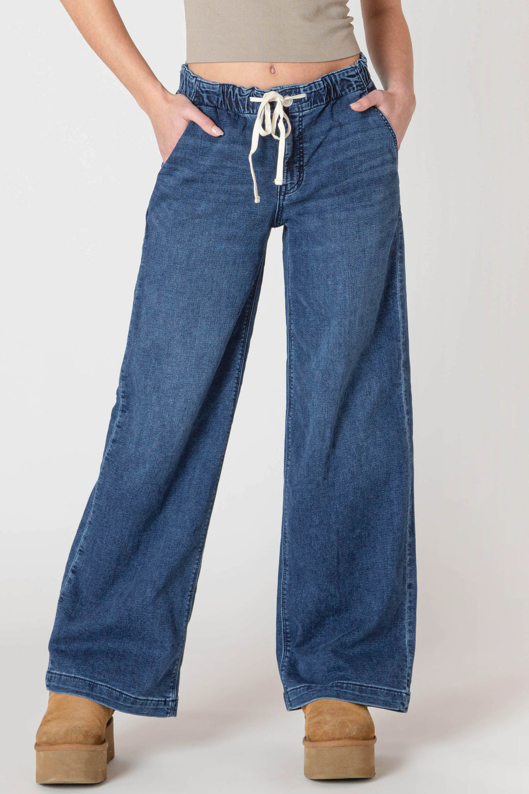Room 34 Wide Leg Knit Denim Jean