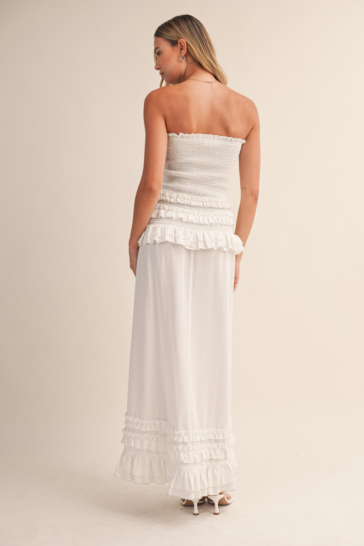 Klesis Ruffled Smocked Low Waist Maxi Dress