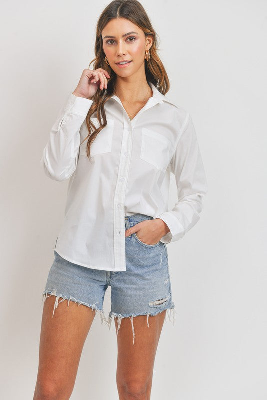 Chemise à Manches Longues et Deux Poches - Blanc Cassé - L