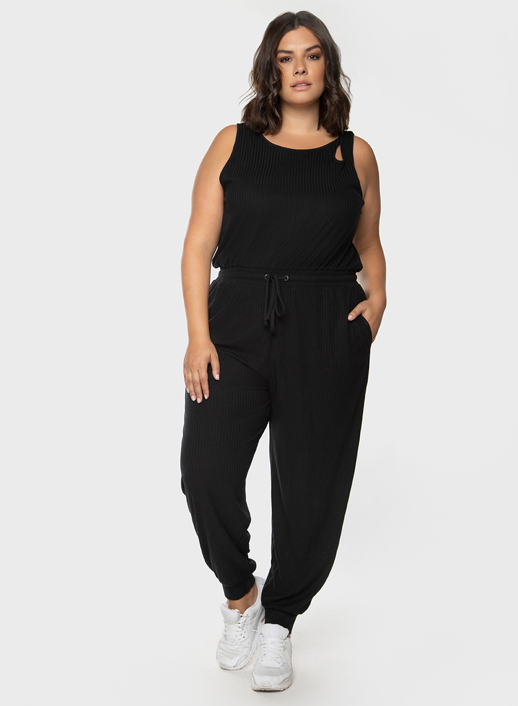 Gerippter Jumpsuit mit Schulterausschnitt von Dex Plus