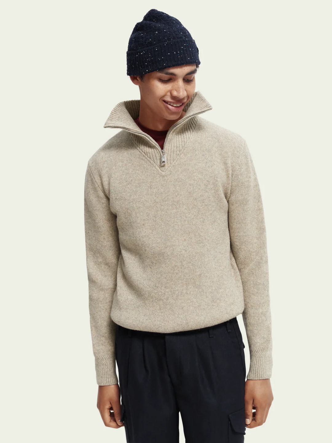 Scotch & Soda Wool Blended Half Zip Pullover Sweater