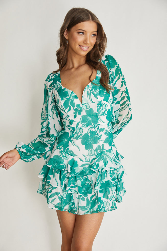 pretty little thing emerald green floral dress Dress Alexis Emerald Floral Dress Gem pretty little thing mini dress