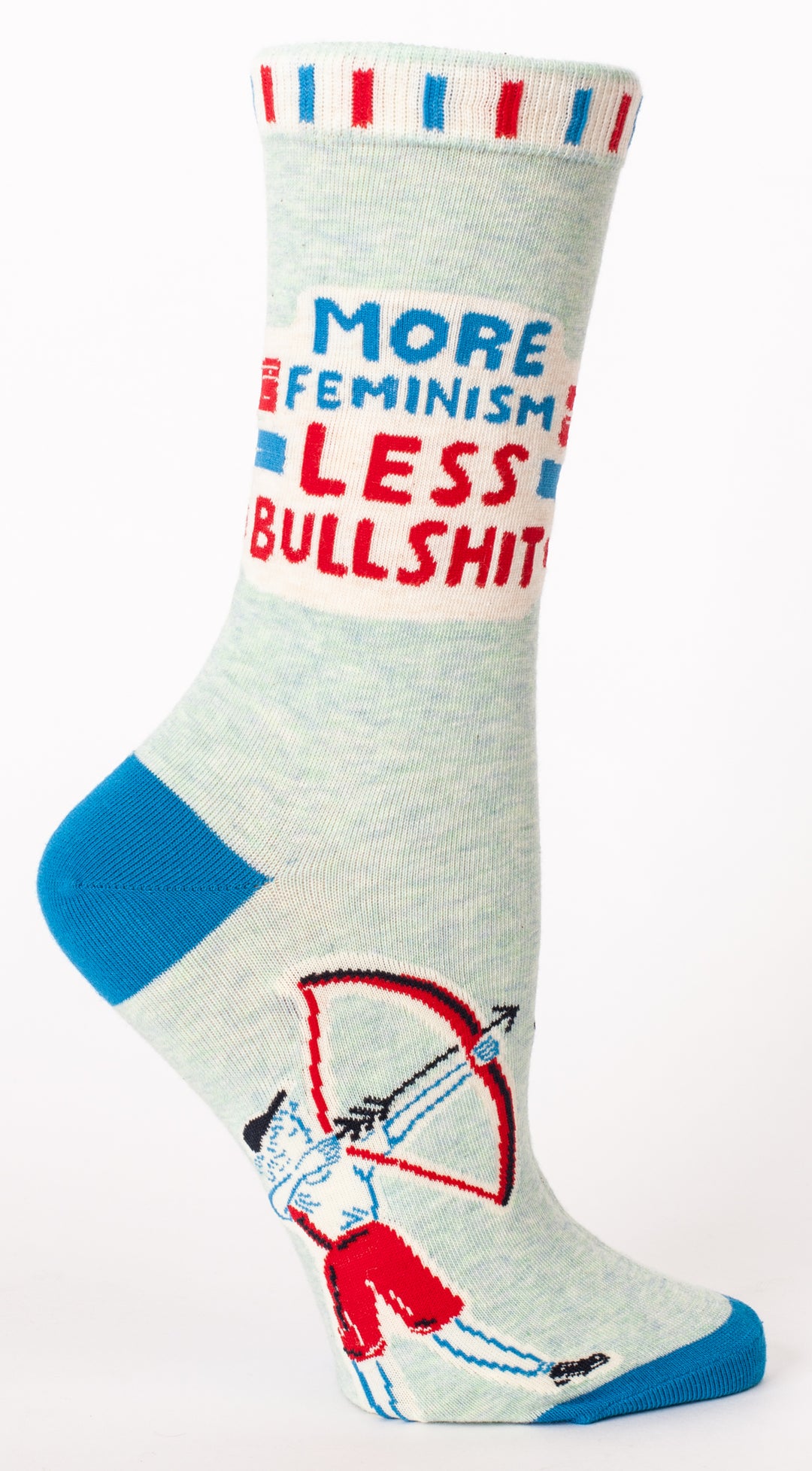 Blaue Q More Feminism Crew-Socken für Damen