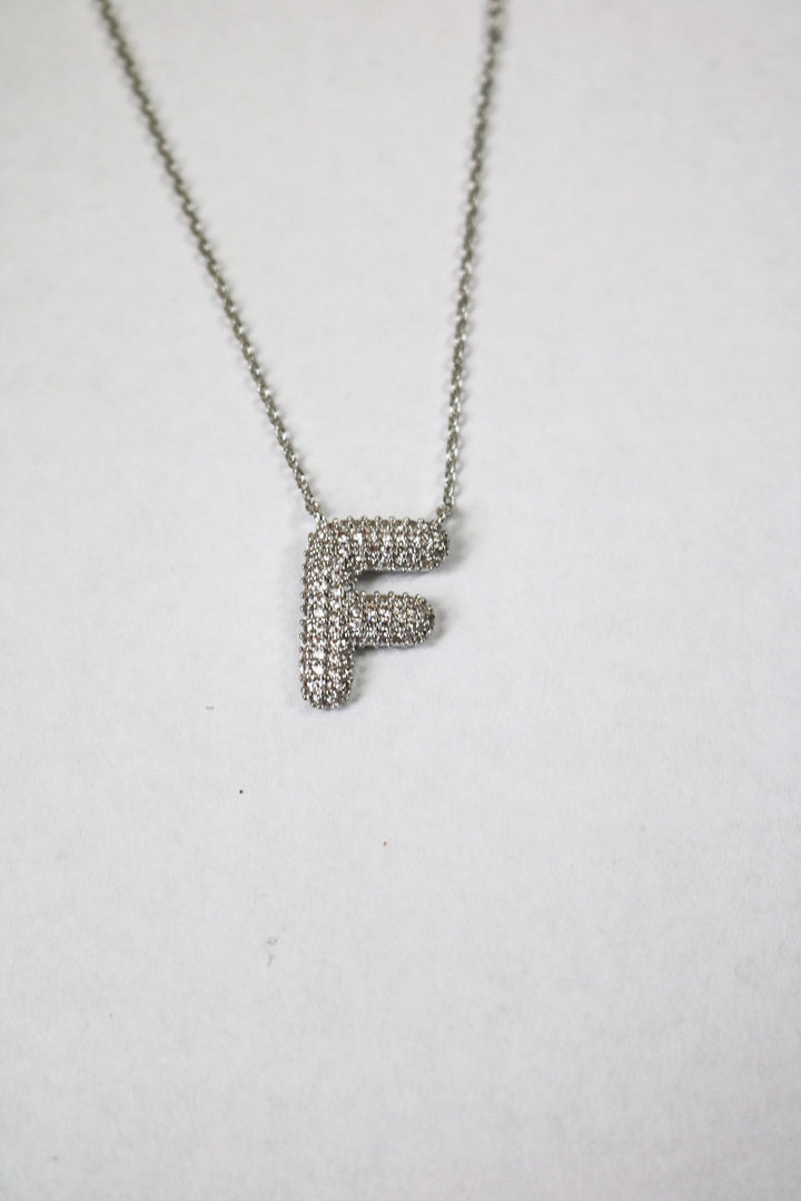 Letter Necklace with Rhinestone