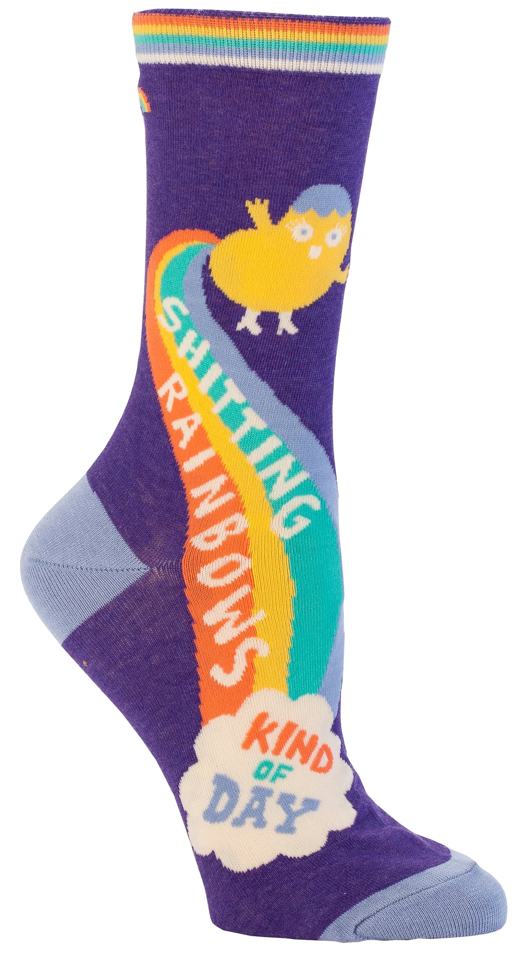 Blaue Q Shitting Rainbows Crew-Socken für Damen