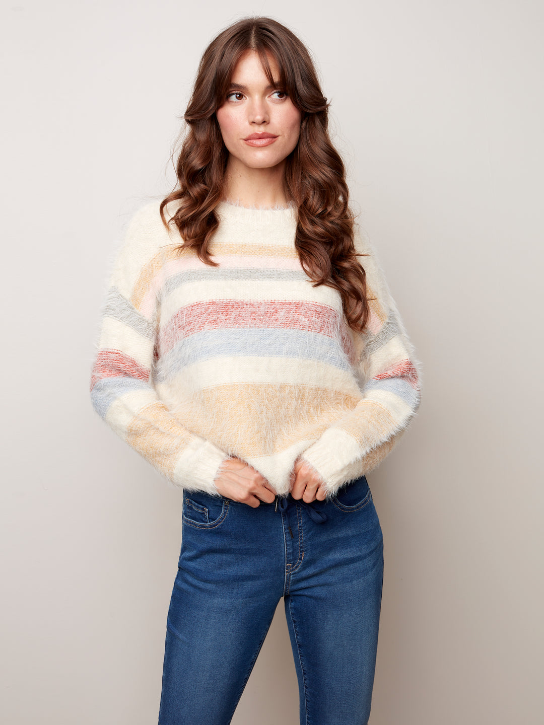 Pull en igname poilu à rayures Charlie B