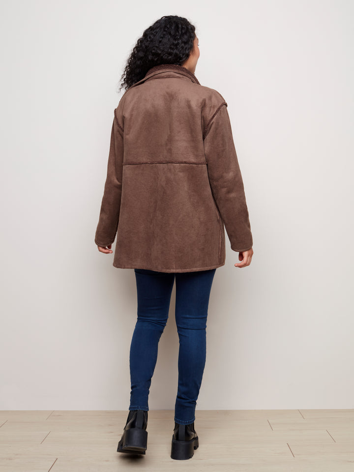 Charlie B Reversible Faux Suede Sherpa Coat