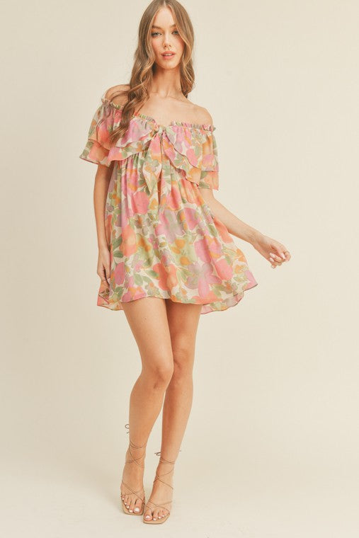 Lush Off Shoulder Floral Print Dress