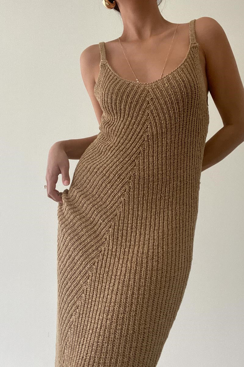 Et Clet Knit V Neckline Maxi Dress