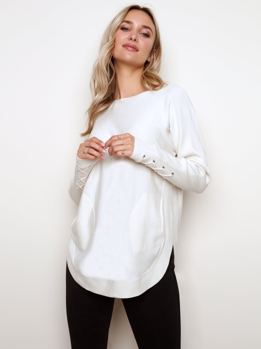 Pull à lacets avec poignets Charlie B