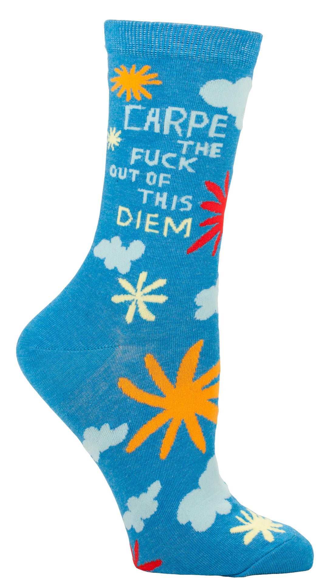 Blaue Q Carpe Diem Crew-Socken für Damen