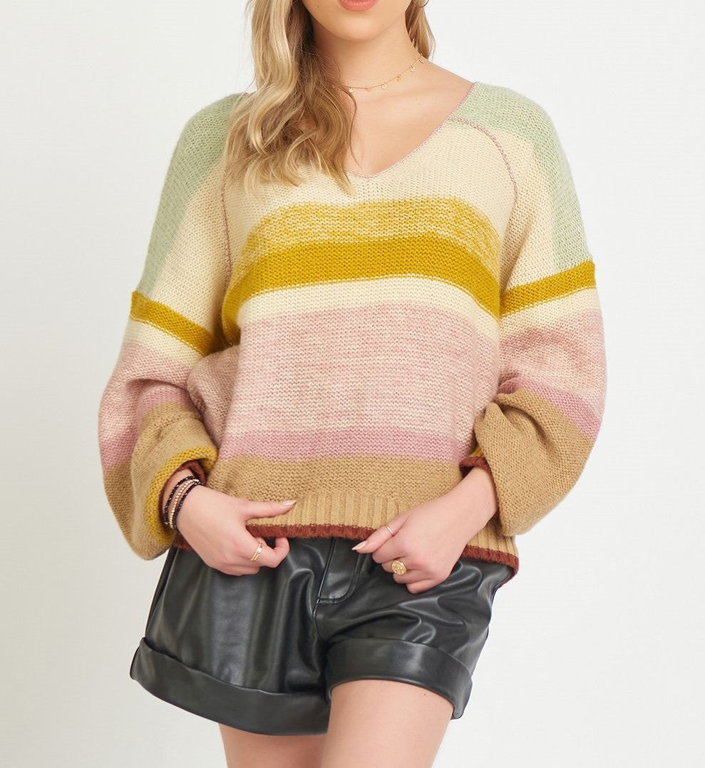 Dex V Neck Multi Colored Sweater