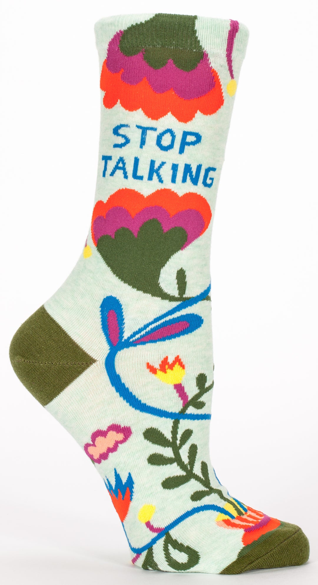 Blaue Q Stop Talking Crew-Socken für Damen