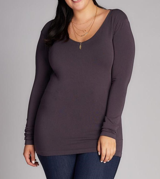 Cest Moi Bamboo Plus Size V Neck Top