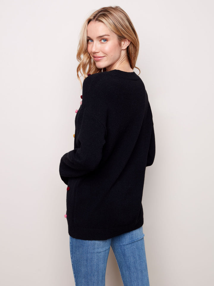 Charlie B Pompom Crew Neck Sweater