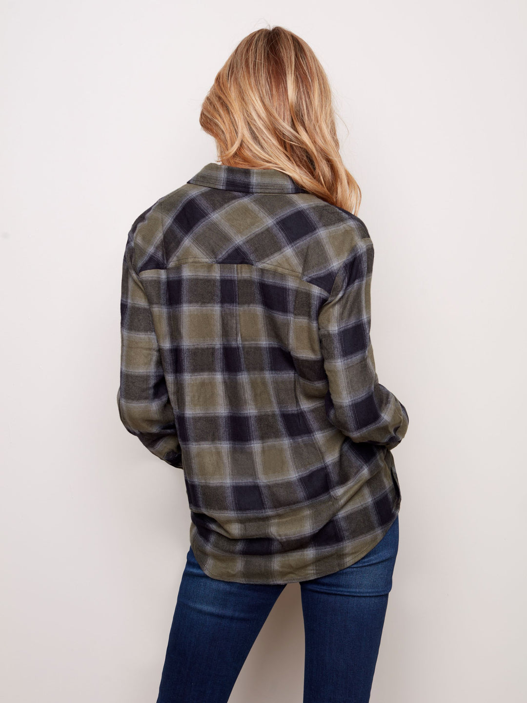 Charlie B Viscose Plaid Shirt