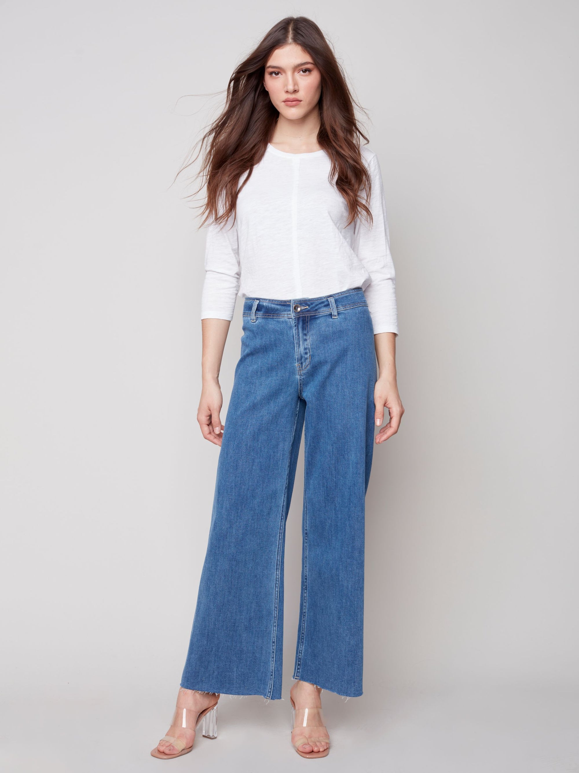 Charlie B Straight Wide Leg Pant With No Outseam