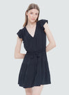 Black Tape Ruffle Sleeve Jacquard Mini Dress