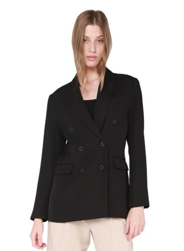 Blazer croisé noir à ruban