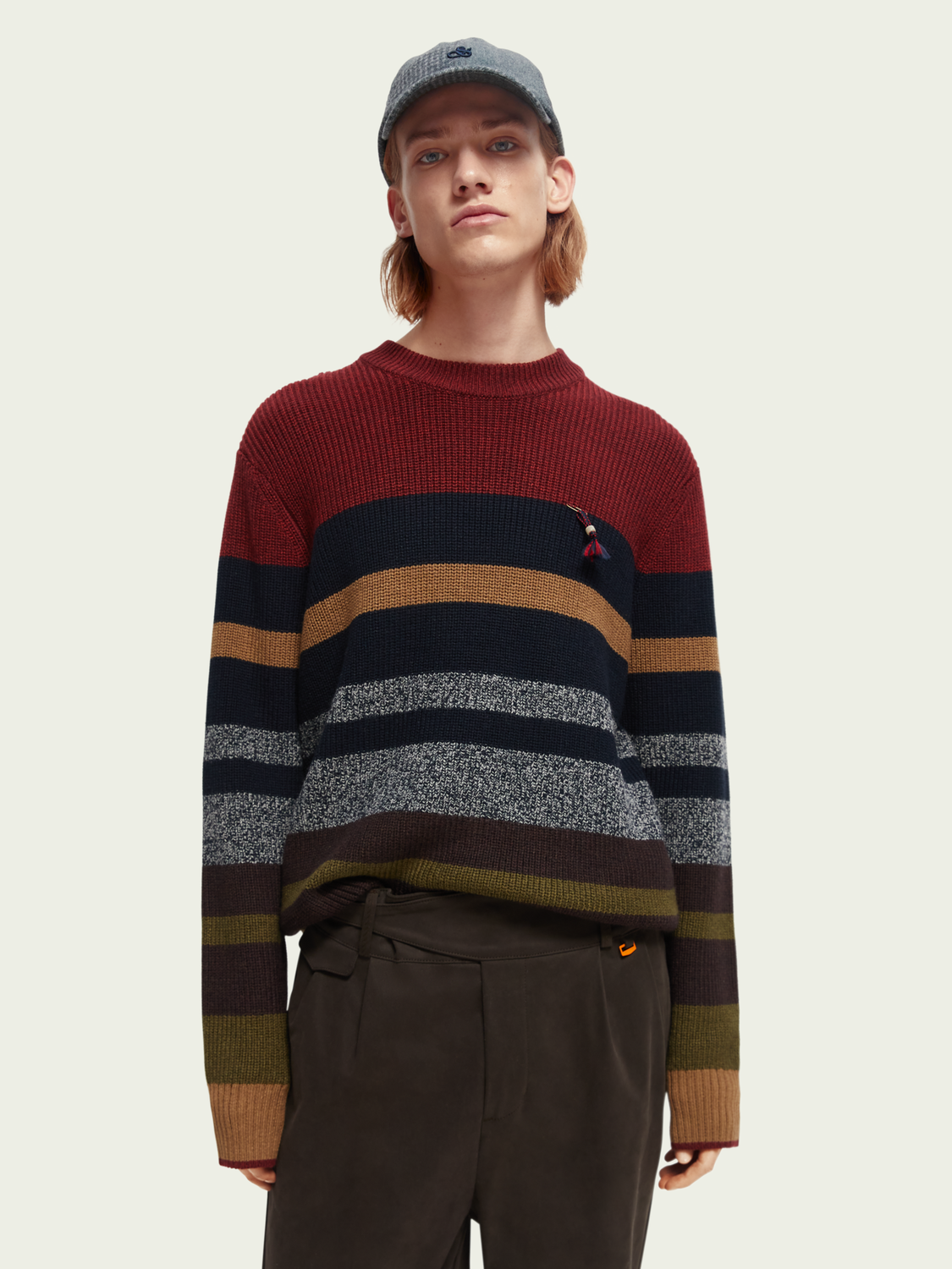 Scotch & Soda Striped Relaxed Rib-Knit Pullover